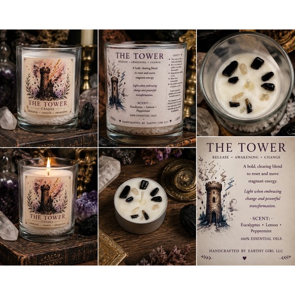 Earthy Girl LLC Other - The Tower Tarot Tea Light Candle Set